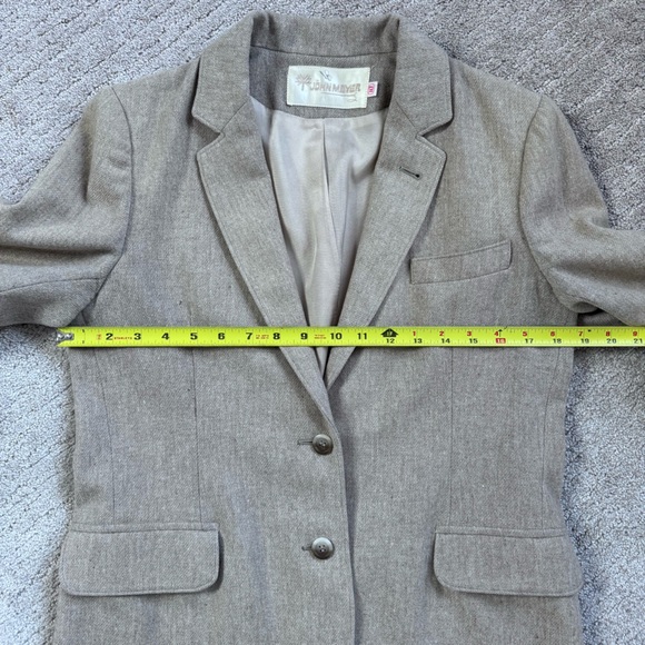 John Meyer Vintage Wool Blazer Taupe Size 10 Classic Tailored Jacket - Picture 12 of 13
